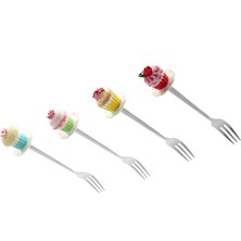 Kancaev  Kremalı Cupcake Tatlı Çatalı, 4'Lü