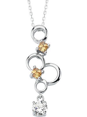 Altınsepeti Gümüş Turuncu Ve Beyaz Renkli Taşlı Kolye G643Kl