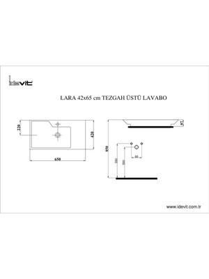 İdevit 65Cm Lara Tezgah Üstü Dolap Uyumlu Lavabo 25 Yıl Garanti