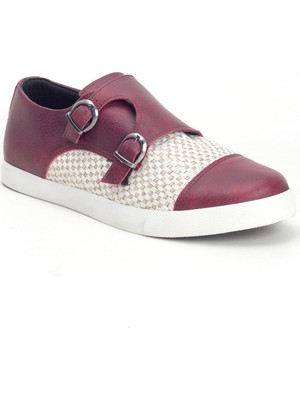 Erbilden Wag Bordo Cilt Desenli Kemerli Erkek Spor Ayakkabı