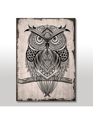 Tablomega Ahşap Tablo Tribal Baykuş 25x35 Cm