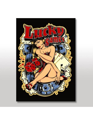 Cakasepetim Ahşap Tablo Lucky Games 35x50 Cm