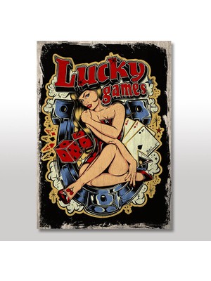 Cakasepetim Ahşap Tablo Şanslı Oyunlar 35x50 Cm