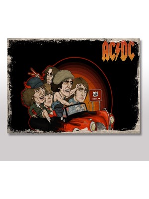 Cakasepetim Ahşap Tablo Ac/Dc Route 666 25x35 Cm