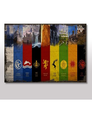 Cakasepetim Ahşap Tablo Game of Thrones Kaleleri 35x50 Cm