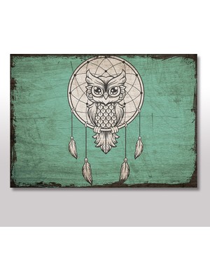 Cakasepetim Ahşap Tablo Baykuşlu Düş Kapanı 25x35 Cm