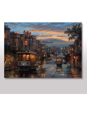 Cakasepetim Ahşap Tablo San Francisco Sokak 25x35 Cm