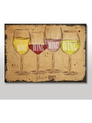 Tablomega Ahşap Tablo Şarap Türleri 25x35 Cm