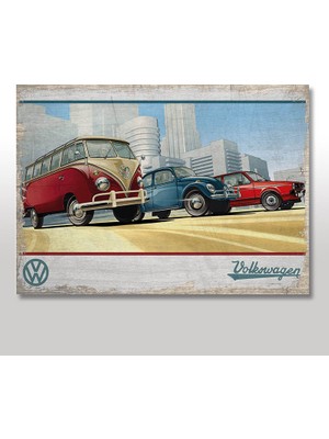 Cakasepetim Ahşap Tablo Retro Wolksvagen Afiş 25x35 Cm