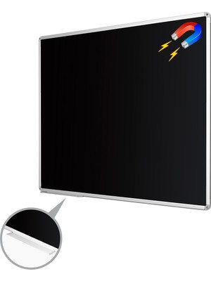 Penguen 90  Cm  X 130 Cm  Alüminyum Çerçeve Duvara Monte Manyetik Kara Tahta (Tebeşir Tahtası)