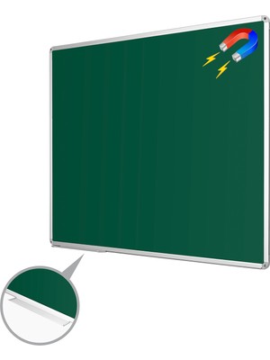 Penguen 90  Cm  X 130 Cm  Alüminyum Çerçeve Duvara Monte Manyetik Yeşil Tahta (Tebeşir Tahtası)