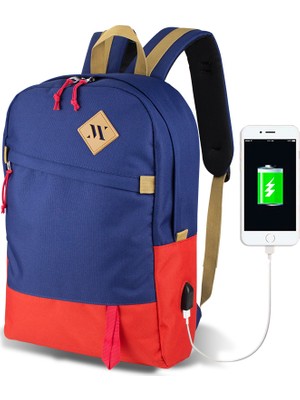 My Valice Smart Bag FREEDOM Usb Şarj Girişli Akıllı Sırt Çantası Lacivert-Kırmızı