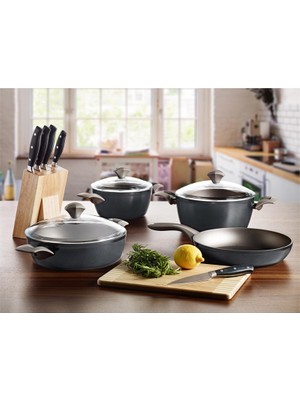 Pierre Cardin Shine 7 Parça Granit Tencere Takımı Platin