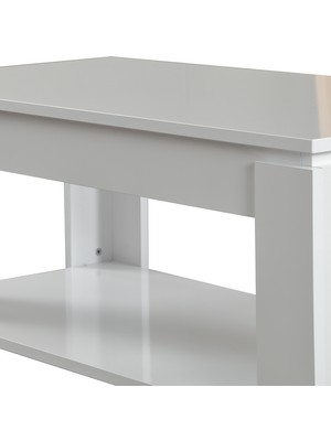 Pasific Home Shelf Raflı Dikdörtgen Orta Sehpa, Parlak Beyaz