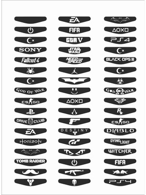 Stickermarket Dualshock Light Bar Siyah Sticker Seti