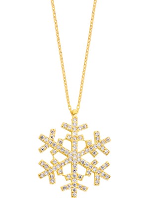 Harem Altın Kar Tanesi Altın Rengi Gümüş Kolye - Gms52