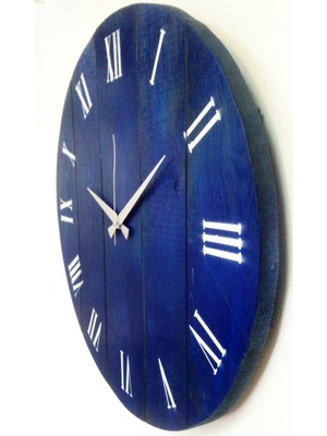 Markakanvas Mavi Ahşap Duvar Saati