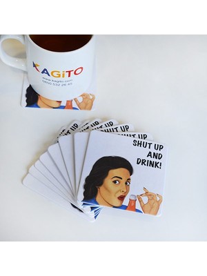 KagitoShut Up & Drink Bardak Altlığı Seti (10 Adet)