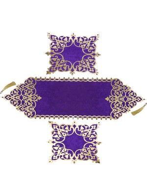 Diva home OSMANLI KADİFE DERİ 3 PARÇA LUX RUNNER SET