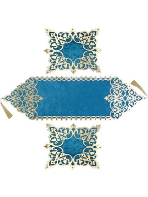 Diva home OSMANLI KADİFE DERİ 3 PARÇA LUX RUNNER SET