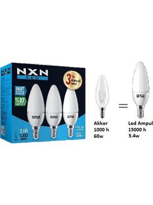 Nixon  LED MUM AMPUL 3LÜ PAKET 5.4W=(40W) 470LM E14 BEYAZ ISIK