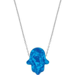 Gümüş Opal Taşlı Fatmanın Eli Kolye