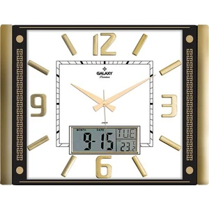 T-711-G Premium Termometreli ve Takvimli Duvar Saati Gold