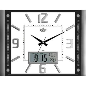 T-711-A Premium Termometreli ve Takvimli Duvar Saati Silver
