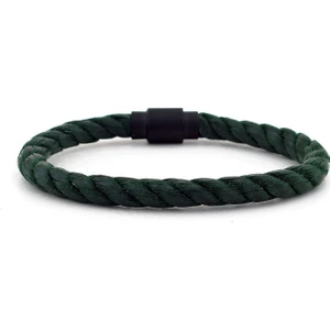 Haki Yeşil Halat Siyah Manyetik Klipsli Erkek Bileklik Bt424