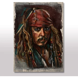 Ahşap Tablo Kaptan Jack Sparrow 35x50 Cm