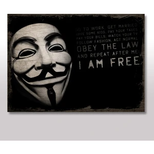 Ahşap Tablo V For Vendetta I Am Free 25x35 Cm