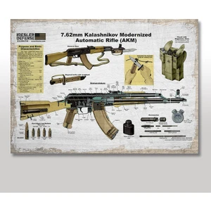 Ahşap Tablo Ak-47 kalaşnikof Poster 25x35 Cm