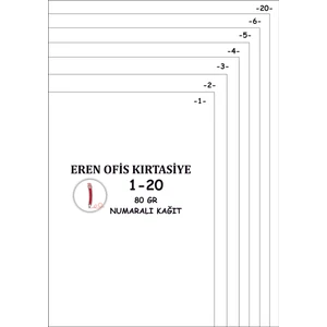 A4 Numaralı Kağıt 1-20 / 80 Gr