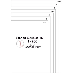 A4 Numaralı Kağıt 1-200 / 80 Gr