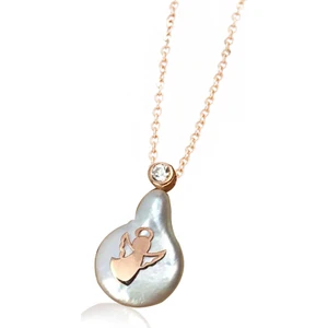 Silver & Silver Orjinal İnci Tasarım Melek  Kolye