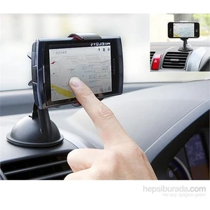 Araç İçi Telefon / Navigasyon Tutucu - 360 Derece Dönebilir Güçlü Kilit Vantuzlu