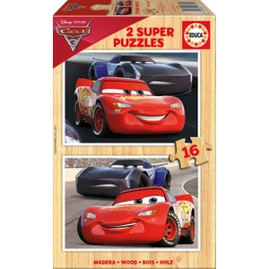 2x16 Parça Cars 3 Ahşap Çocuk Puzzle
