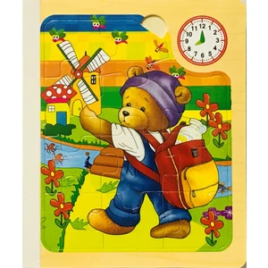 Wooden Toys Kitap Şekilli 6 Sayfalı Ahşap Puzzle - Sevimli Ayının Bir Günü