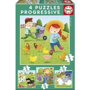 17145 - 6+9+12+16 Çiftlik Hayvanları 4'lü Çocuk Puzzle