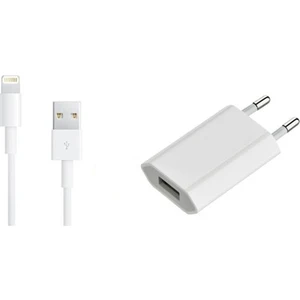 USB Adaptör + Data Kablosu ( iPhone Uyumlu 5/5S/SE/6/6S/7/Plus/8/X )