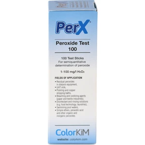 Yerli, PERX - Hidrojen Peroksit Test 100 Çubukları / 100 adet / Hidrojen Peroksit kalıntısını tespit etmek kolay!
