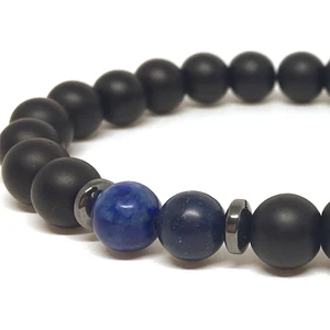 Lapis Lazuli ve Mat Oniks Taşlı Bileklik