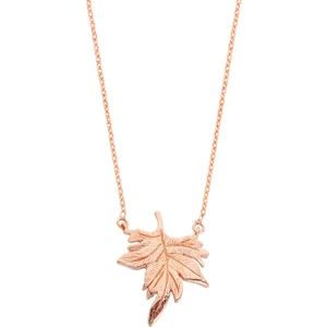 Harem Altın Çınar Yaprağı Rose Gümüş Kolye - Gms17