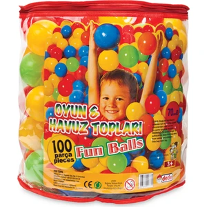 Oyun ve Havuz Topu 7 cm. (100 Adet;PVC Torbada)