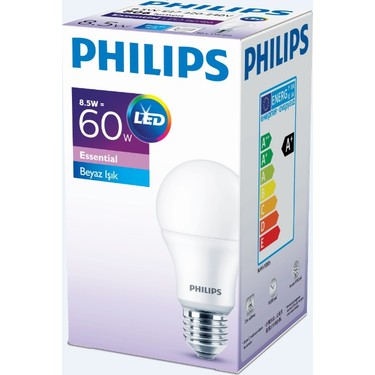synge kalligrafi nederdel Philips Essential Led Ampul 8.5-60W Beyaz Renk E27 Normal Fiyatı