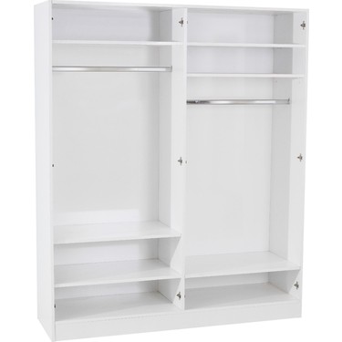 Rabi Avangart Asya Aynali 4 Kapakli Gardirop Beyaz Fiyati