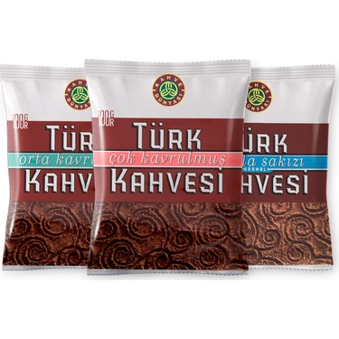 Kahve Dünyası Türk Kahvesi Deneme Paketi - 100 gr Orta ve Çok Kavrulmuş, Damla Sakızlı 3'lü