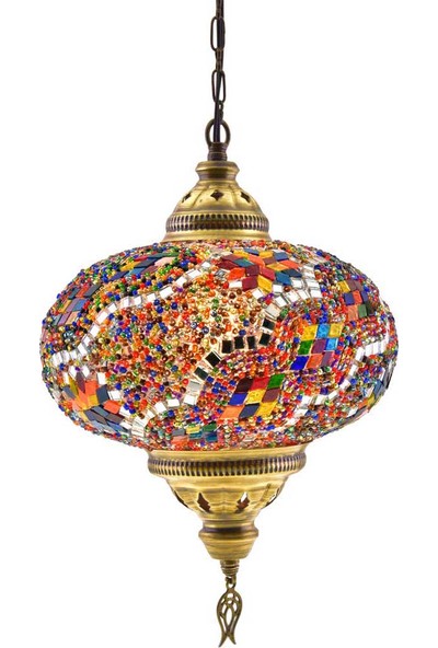 Büyük Otantik Tavan Sarkıt Avize Mozaik Lamba Gece Lambası