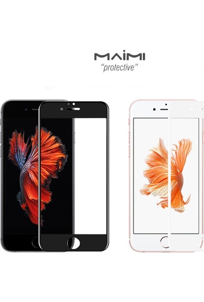 Maimi Apple iPhone 6 - 6S 3D Temperli Koruma Camı Beyaz