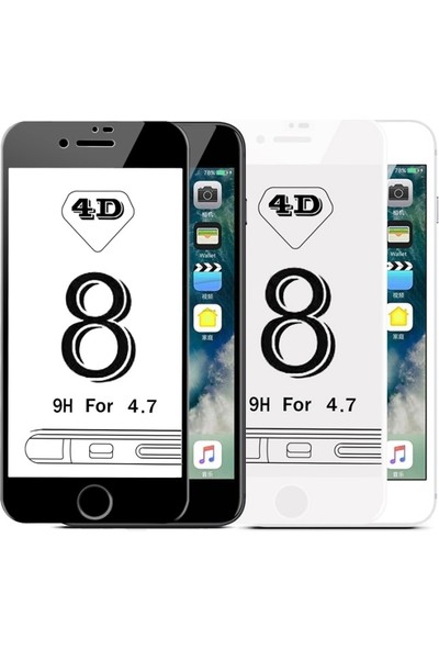 Maimi Apple iPhone 6 - 6S 4D Temperli Koruma Camı Beyaz